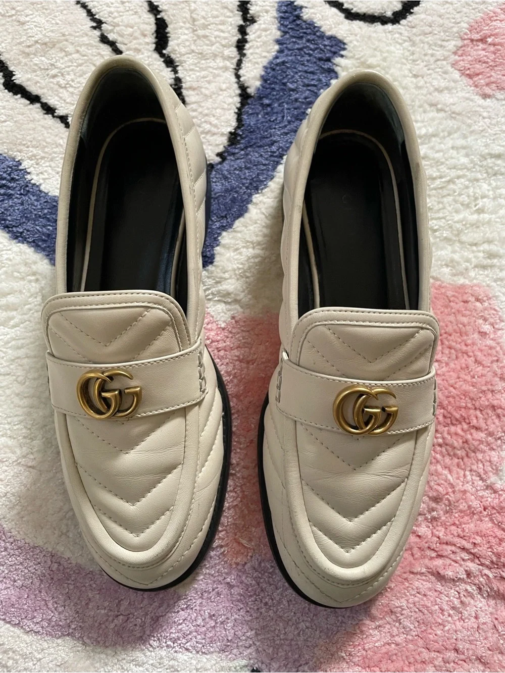 Gucci Marmont Matelasse loafers in ivory leather Women's 36 US 6